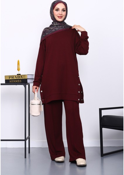 Mürdüm Bisiklet Yaka Çıtçıt Detaylı Modal Takım