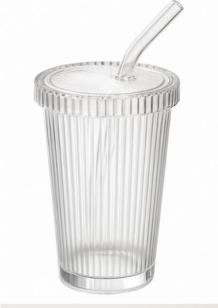 6 Adet Latte Kapaklı Pipetli Kristal Desen Fenomen Bardak Soğuk Kahve, Smoothie, Içecek Bardağı fiyatları