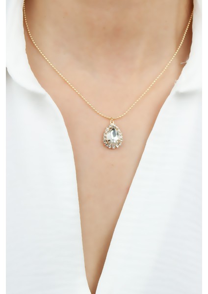 Elmas Görünümlü Zirkon Taşlı Gold Kolye fiyatları