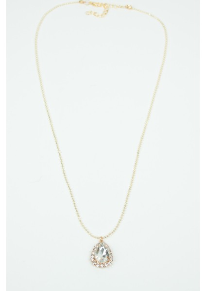 Elmas Görünümlü Zirkon Taşlı Gold Kolye modelleri