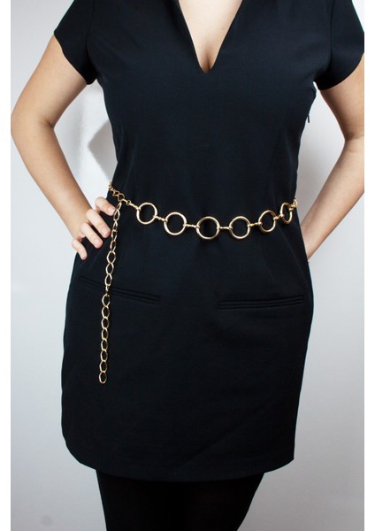 Halka Detay Gold Renk Metal Zincir Kemer modelleri