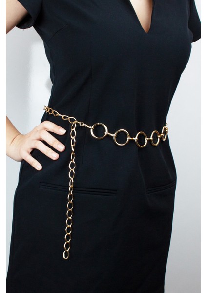 Halka Detay Gold Renk Metal Zincir Kemer fırsatları