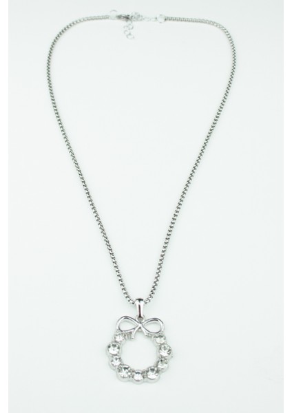 Zirkon Taş Uçlu Gümüş Renk Çelik Kolye modelleri