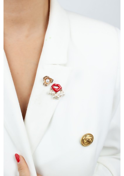 Inci Detay Yaka Iğnesi Ikili Set