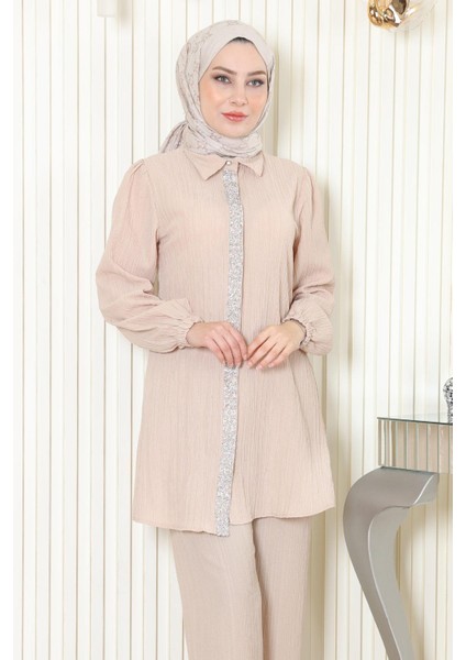 Taş Detaylı Takım Bej MSW19195 fiyatları