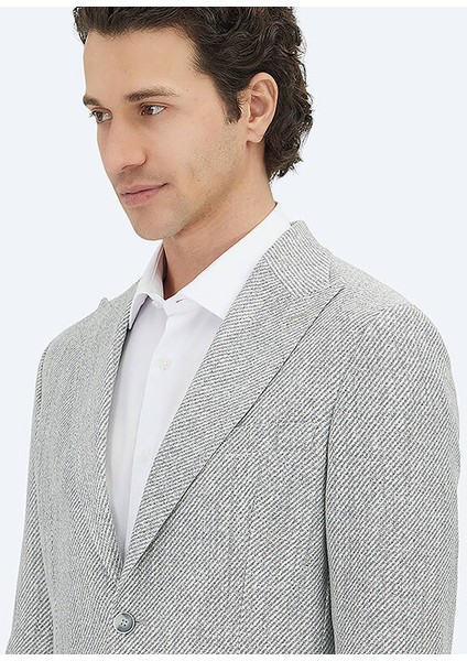 Gri Desenli Modern Fit Keten Karışımlı Ceket fırsatları
