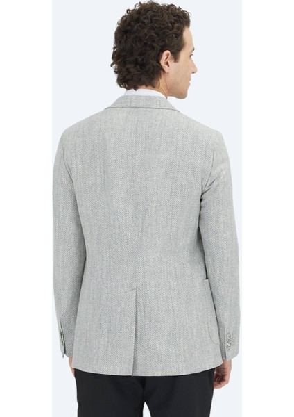 Gri Desenli Modern Fit Keten Karışımlı Ceket indirimleri