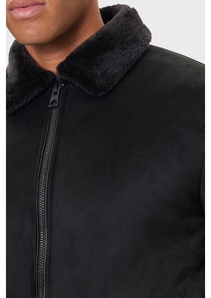 Soft Shearling Regular Fit Yumuşak Tüylü Ceket Yaka Mont M5BL43W2302 Erkek Mont M5BL43 W2302 Jblk modelleri