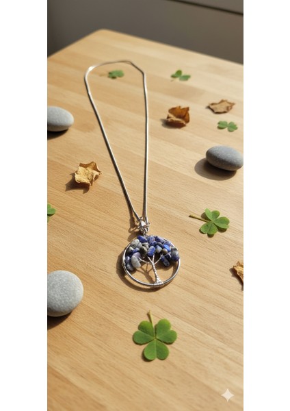 Lapis Lazuli Hayat Ağacı Kolye - Doğal Taş Zincirli Tasarım, Anlamlı Hediye modelleri