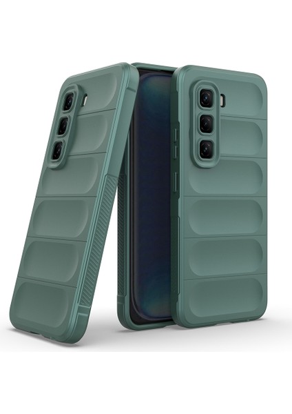 Spia Infinix Hot 50 4g Kılıf Esnek Tpu Oyuklu Arka Yüzey Tasarımlı Spıa Etnik Silikon Kapak - Koyu Yeşil