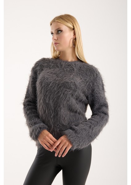 Kadın Füme Sakal Iplik Bisiklet Yaka Triko Kazak fırsatları