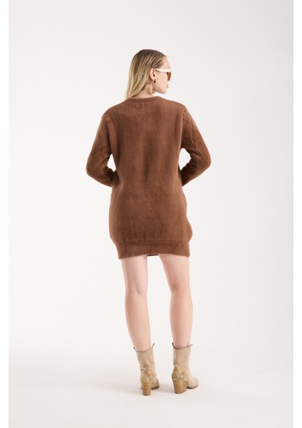 Kadın Taba Sakal Iplik Taş Detaylı Bisiklet Yaka Triko Kazak indirimleri