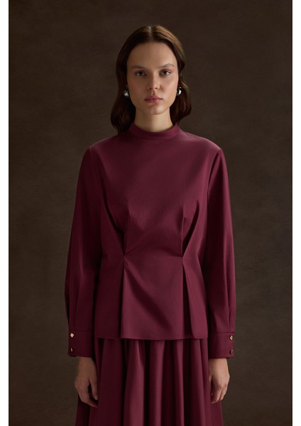 Beli Pili Detaylı Cotton Bluz