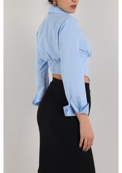 Kadın Beli Lastikli Korse Crop Gömlek modelleri