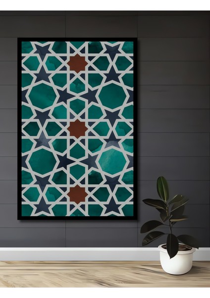 Geometrik Desen Sulu Boya Görünümlü Dekoratif Ahşap Tablo Dikdörtgen Tablo fiyatları