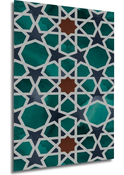 Geometrik Desen Sulu Boya Görünümlü Dekoratif Ahşap Tablo Dikdörtgen Tablo fırsatları