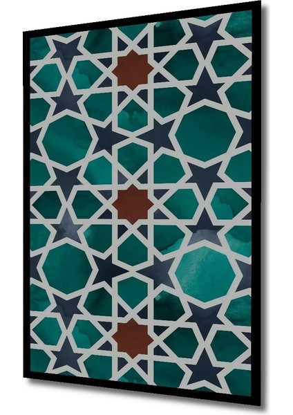 Geometrik Desen Sulu Boya Görünümlü Dekoratif Ahşap Tablo Dikdörtgen Tablo indirimleri