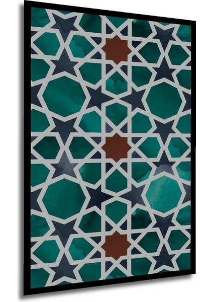 Geometrik Desen Sulu Boya Görünümlü Dekoratif Ahşap Tablo Dikdörtgen Tablo