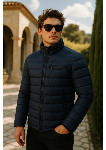 Erkek Comfort Dik Yaka Günlük Kışlık Lacivert Şişme Mont fiyatları