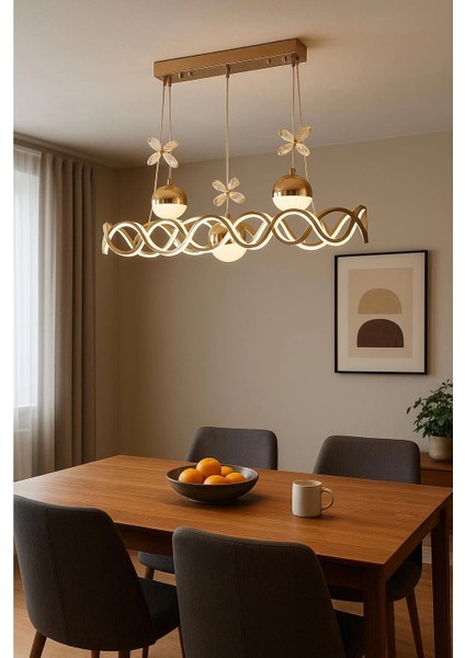 Neo Sarı Kaplama Sıralı 3 Toplu 3 Renk Modüllü Ledli Avize fiyatları