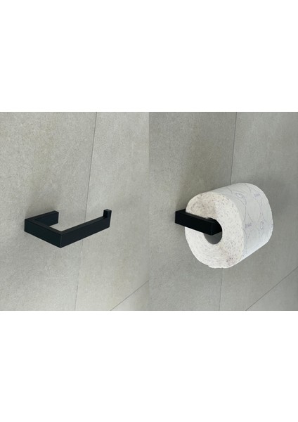 ArtPera3D Minimalist Siyah Tuvalet Kâğıdı Tutucu | Mat Siyah Modern Duvar Tipi Askı | Banyo Aksesuarı