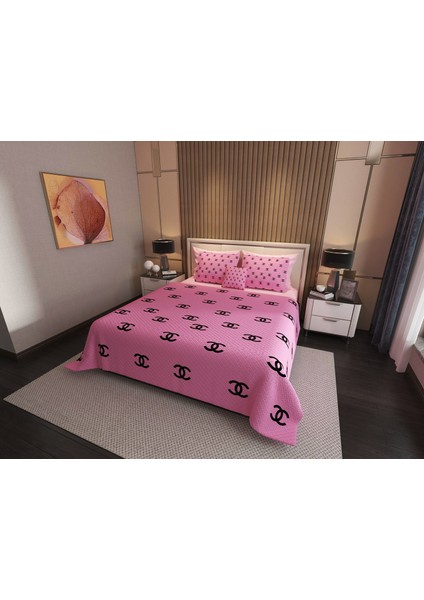 Çift Kişilik Pike Takımı Pamuklu Kumaş Jakar Dokuma Kapitone Dikişli 3D Dijital Baskılı 7 Parça-Lüks Duvet Cover Set Model