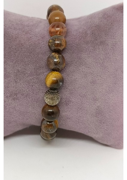 Gümüş Boncuklu Kaplan Gözü Doğal Taşlı Bileklik fiyatları