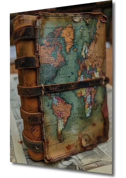 Ahşap Dekoratif Tablo Dünya Haritası Yağlı Boya Görünümlü Sanat Eseri Dikdörtgen Tablo modelleri