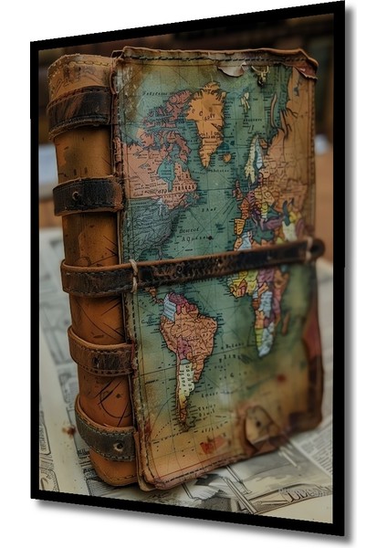 Ahşap Dekoratif Tablo Dünya Haritası Yağlı Boya Görünümlü Sanat Eseri Dikdörtgen Tablo indirimleri