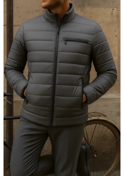 Erkek Kışlık Slim Fit Günlük Füme Şişme Mont fırsatları