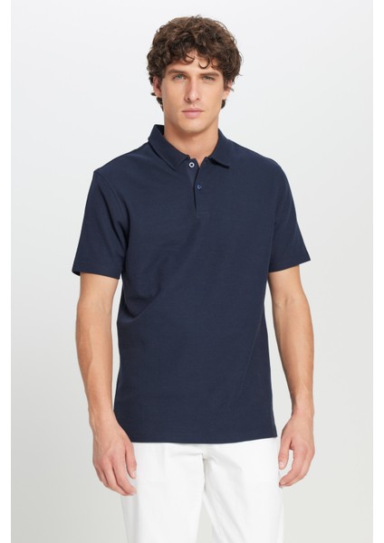 %100 Pamuk Slim Fit Dar Kesim Polo Yaka Jakarlı Triko Tişört