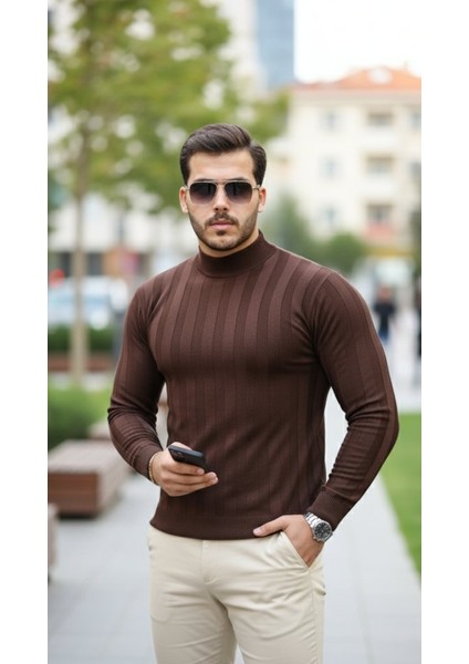 Erkek Yarım Balıkçı Yaka Kabartma Desenli Triko indirimleri