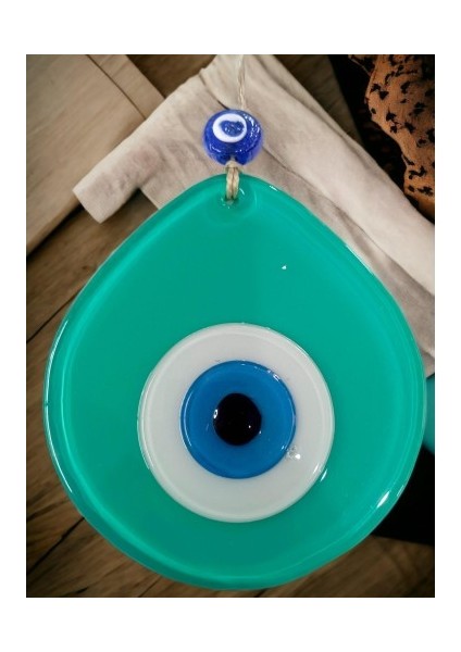 Mavi Nazar Boncuklu Açık Yeşil Renk Nazar Boncuklu Damla Desen El Yapımı Duvar Süsü fiyatları