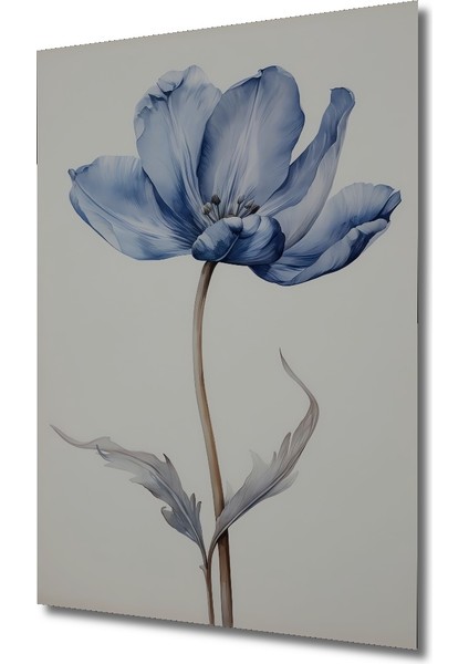 Mavi Lale Yağlı Boya Görünümlü Ahşap Dekoratif Tablo Modern Sanat Eseri Dikdörtgen Tablo modelleri