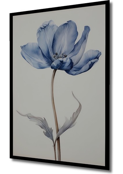 Mavi Lale Yağlı Boya Görünümlü Ahşap Dekoratif Tablo Modern Sanat Eseri Dikdörtgen Tablo indirimleri