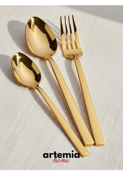 Saphira Gold Yemek Çatalı | 18/10 Paslanmaz Çelik | Gold Kaplama Sofra Çatalı fiyatları
