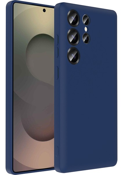 Spia Galaxy S25 Ultra Kılıf Kamera Korumalı Kartlık Hazneli Spıa Vitra Kapak - Lacivert