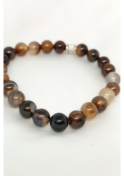 Gümüş Aksesuarlı Kaplan Gözü Doğal Taşlı Bileklik fiyatları