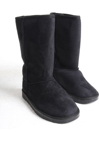 Madelıne Bağcıksız Düz Taban Içi Kürklü Süet Kadın Bot St Siyah