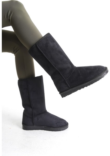 Madelıne Bağcıksız Düz Taban Içi Kürklü Süet Kadın Bot St Siyah modelleri