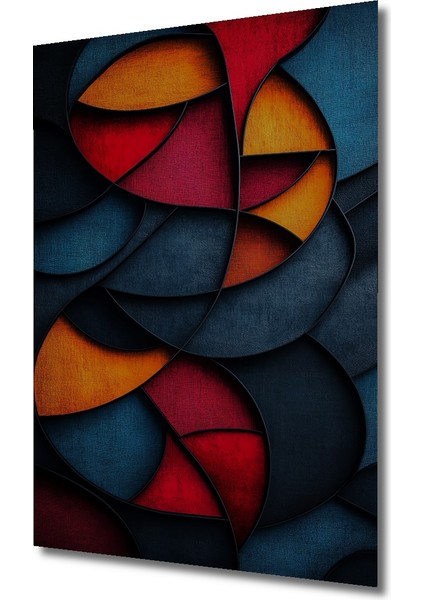 Kırmızı Mavi Turuncu Geometrik Soyut Sanat Ahşap Dekoratif Tablo Dikdörtgen Tablo modelleri