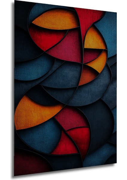 Kırmızı Mavi Turuncu Geometrik Soyut Sanat Ahşap Dekoratif Tablo Dikdörtgen Tablo fırsatları