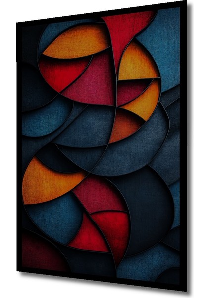 Kırmızı Mavi Turuncu Geometrik Soyut Sanat Ahşap Dekoratif Tablo Dikdörtgen Tablo indirimleri