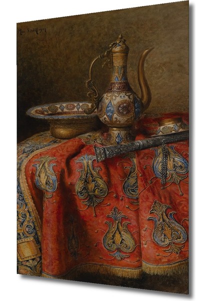 Osmanlı Desenli Sulu Boya Görünümlü Ahşap Dekoratif Tablo Dikdörtgen Tablo modelleri