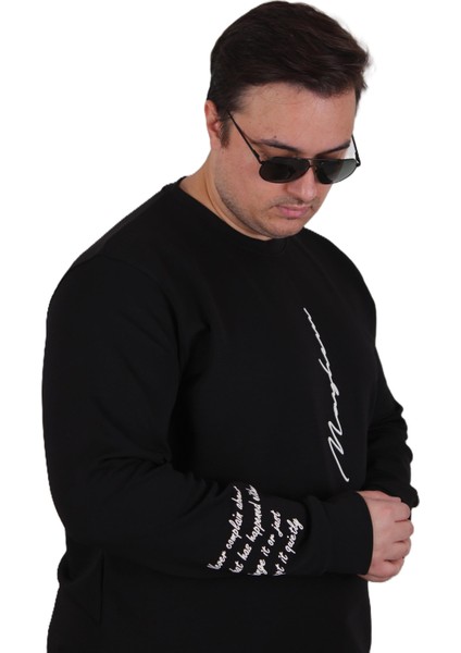 Mocgrande Büyük Beden Bisiklet Yaka Sweat Double Face 25707 Sıyah fiyatları