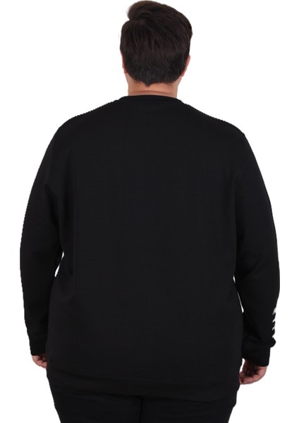 Mocgrande Büyük Beden Bisiklet Yaka Sweat Double Face 25707 Sıyah fırsatları