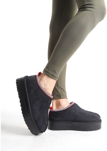 Genevıeve Bağcıksız Düz ve Kalın Taban Içi Kürklü Kısa Süet Kadın Bot St Siyah fiyatları