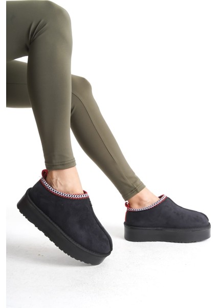 Genevıeve Bağcıksız Düz ve Kalın Taban Içi Kürklü Kısa Süet Kadın Bot St Siyah modelleri