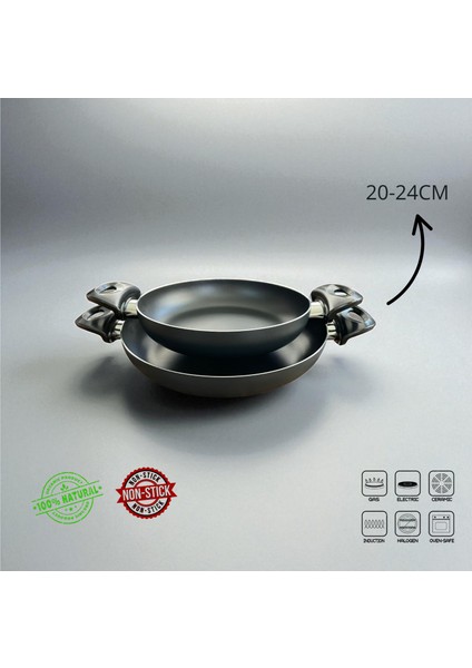 2'li Teflon Tava Sahan Seti 20-24 cm Yanmaz Yapışmaz Yüzey Hafif ve Pratik Kullanım modelleri