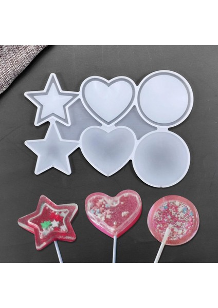 Silikon Çok Şekilli Lolipop Kalıbı (Yıldız, Yuvarlak, Daire) - Şeker & Çikolata Kalıbı modelleri